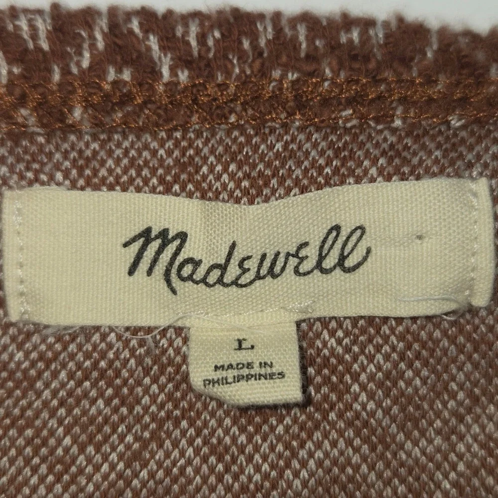 Madewell Womens Large Brown Square Neck Puff Sleeve Knit Top Boho Casual Chic